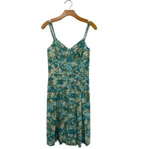 NWT Ann Taylor Women's  Green Floral‎ Strappy Fit & Flare Dress Size 0 $119